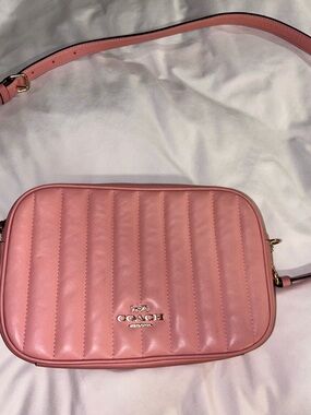Coach Quilted Pink Leather Crossbody Camera Bag